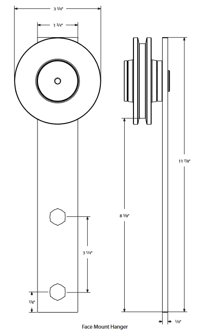 Emtek - Flat Track Sliding Barn Door Hardware - Modern Rectangular Face Mount Hanger with Spoke Wheel (Track Included)