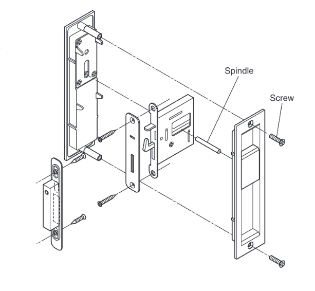 Sugatsune HC-3051 Sliding Door Latch (Polished Nickel)