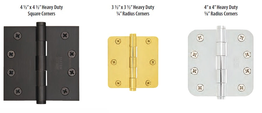 Emtek - Solid Brass Hinges - Heavy Duty Plain Bearing Hinges (Pairs)