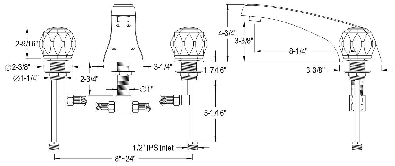 Kingston - Tub Faucets - KB281 Two-Handle 3-Hole Deck Mount Roman Tub Faucet