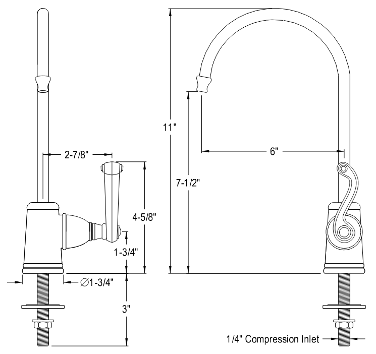 Kingston - Filtration Faucets - Royale KS7192FL Single-Handle 1-Hole Deck Mount Water Filtration Faucet