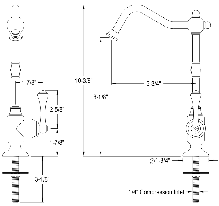 Kingston - Filtration Faucets - Vintage KS7391BL Single-Handle 1-Hole Deck Mount Water Filtration Faucet