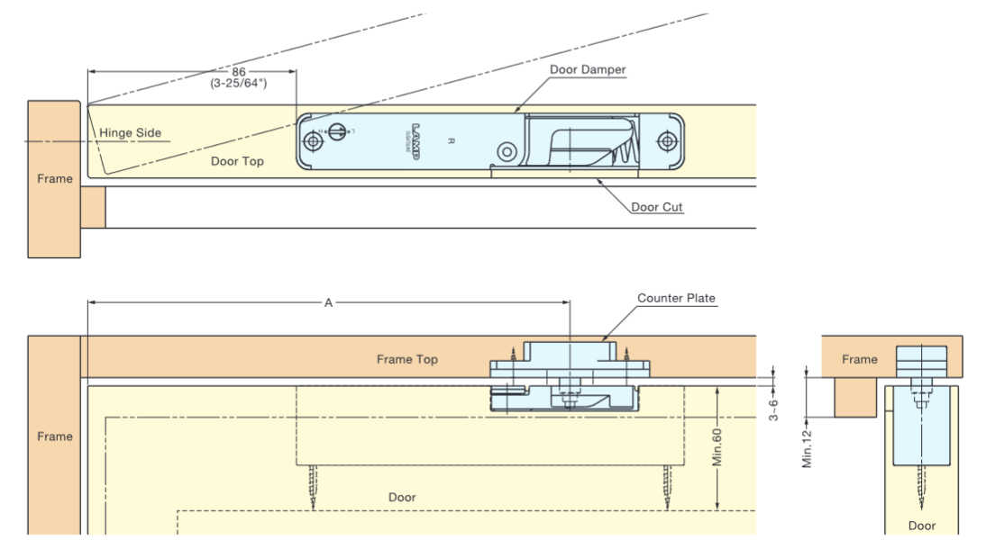 Sugatsune LDD-V Lapcon Door Damper (Recessed Type)