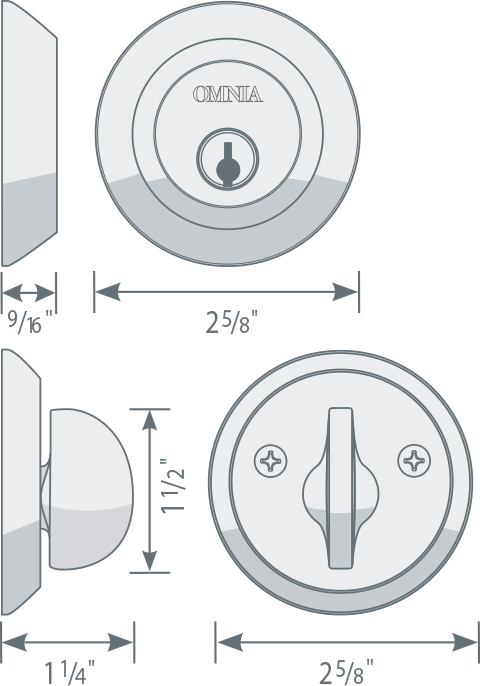 Omnia MODDB Solid Brass Auxiliary Deadbolt Kit