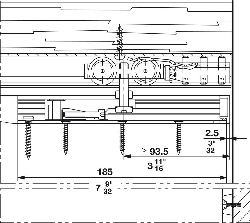 Hafele HAWA Junior 40/B Sliding Door Hardware Set (Track NOT Included)