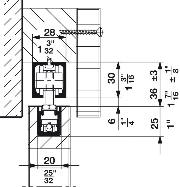 Hafele HAWA Junior 40/B Sliding Door Hardware Set (Track NOT Included)