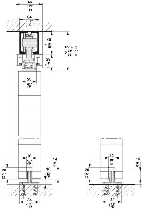 Hafele HAWA Junior 80/Z (Symmetric) Sliding Door Hardware Set (Track NOT Included)