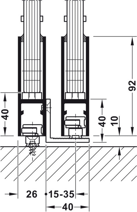 Hafele HAWA Junior 80/G (Telescopic) Sliding Door Hardware Set (Track NOT Included)