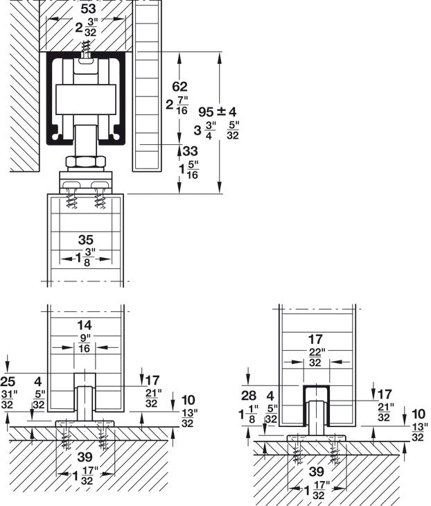 Hafele HAWA Junior 160/A Sliding Door Hardware Set (Track NOT Included)