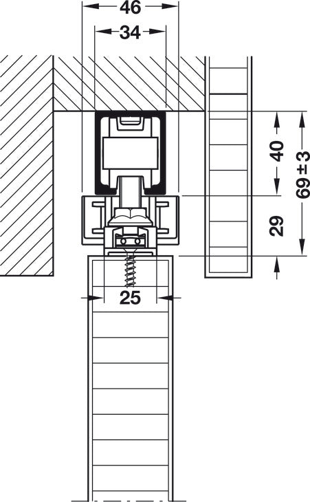 Hafele HAWA Junior 80/Z (Symmetric) Sliding Door Hardware Set (Track NOT Included)