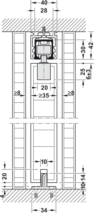 Hafele HAWA Junior 40/B Sliding Door Hardware Set (Track NOT Included)