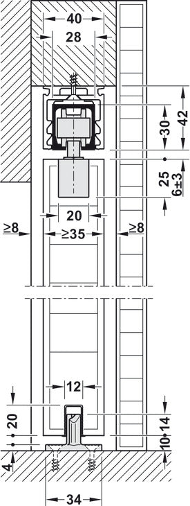 Hafele HAWA Junior 40/B Sliding Door Hardware Set (Track NOT Included)