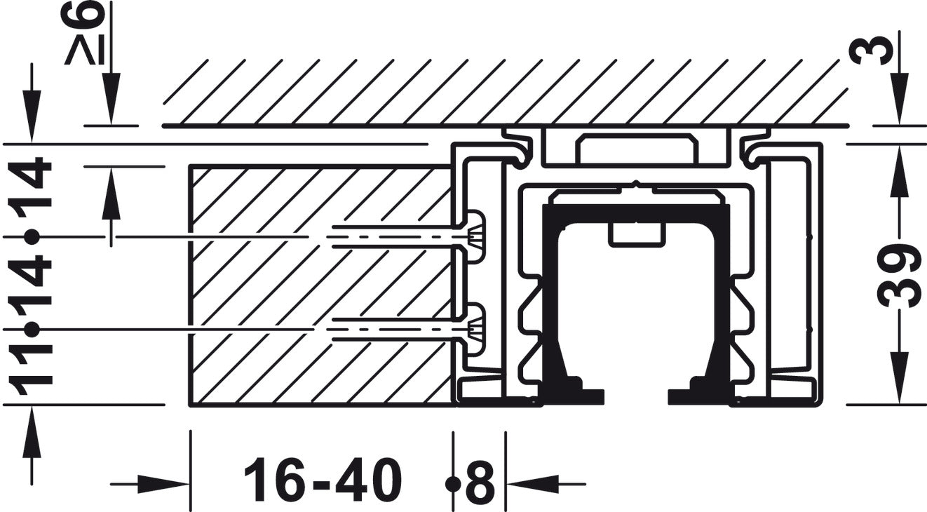 Hafele HAWA Junior 40/B Sliding Door Hardware Set (Track NOT Included)