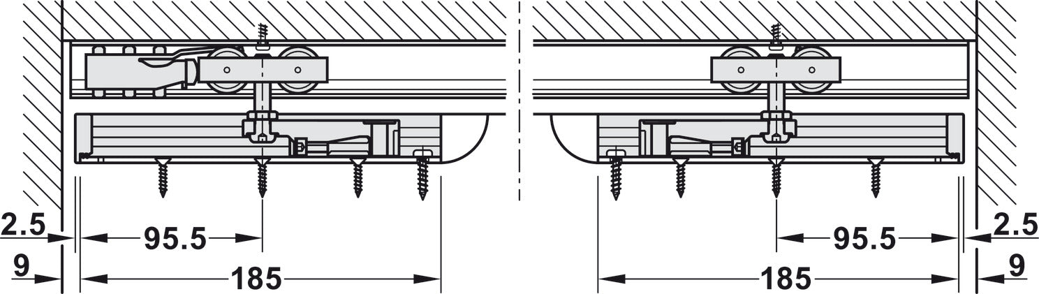 Hafele HAWA Junior 40/B Sliding Door Hardware Set (Track NOT Included)