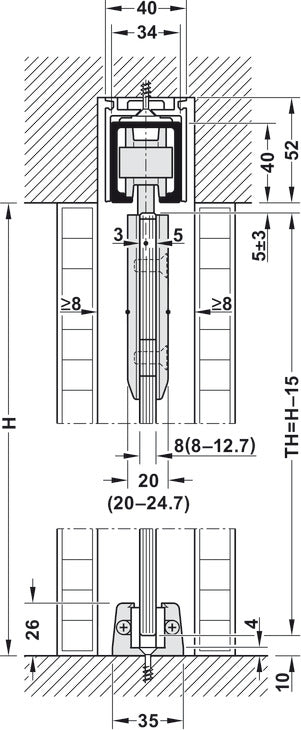 Hafele HAWA Junior 80/GP Sliding Door Hardware Set (Track NOT Included)