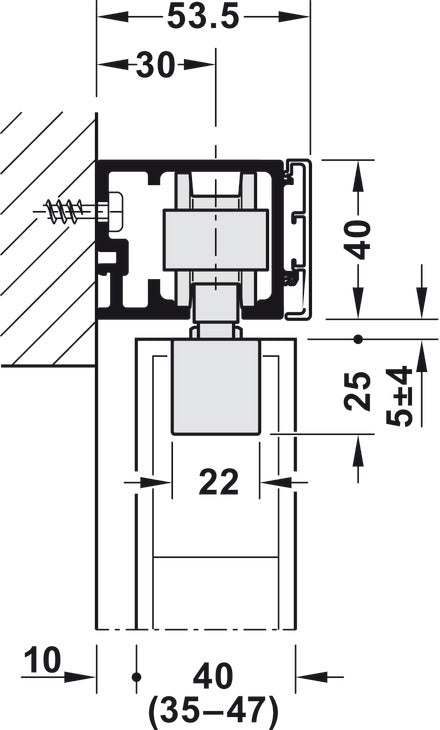 Hafele HAWA Junior 80/B (mod.) Sliding Door Hardware Set (Track NOT Included)