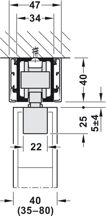 Hafele HAWA Junior 80/B (mod.) Sliding Door Hardware Set (Track NOT Included)