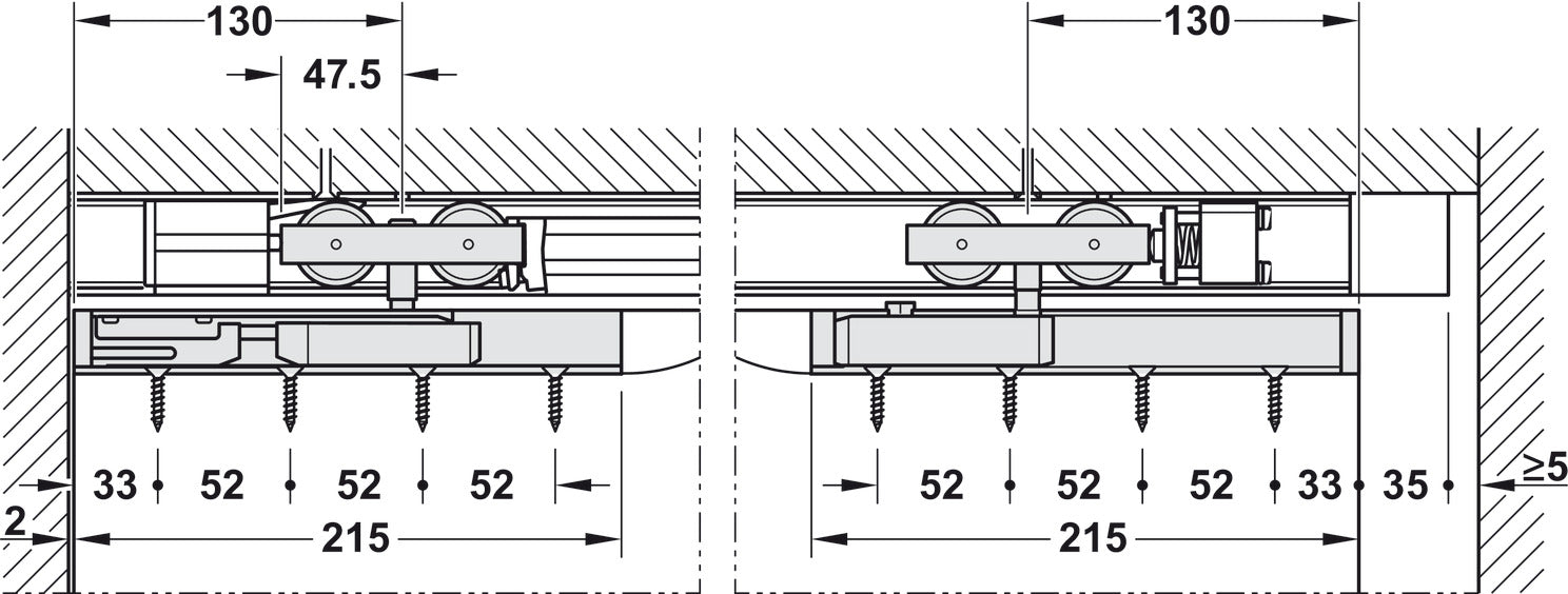 Hafele HAWA Junior 100/B Pocket Door Sliding Hardware Set (Track NOT Included)
