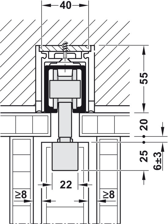 Hafele HAWA Junior 100/B Pocket Door Sliding Hardware Set (Track NOT Included)