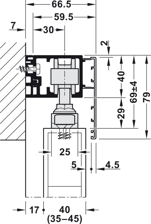 Hafele HAWA Junior 80/Z Sliding Door Hardware Set (Track NOT Included)