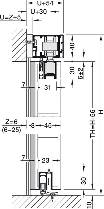 Hafele HAWA Junior 100/B (Acoustics) Sliding Door Hardware Set (Track NOT Included)