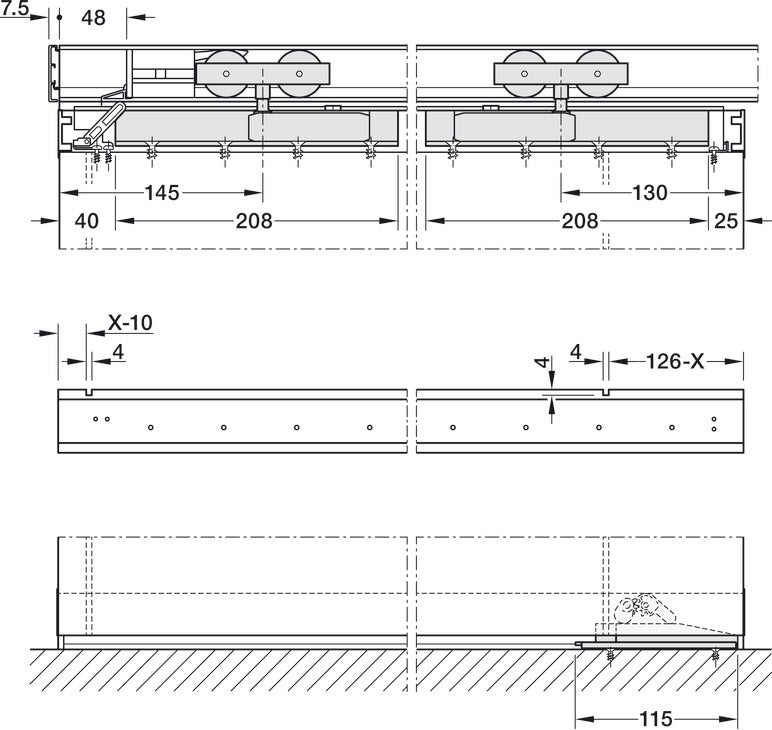 Hafele HAWA Junior 100/B (Acoustics) Sliding Door Hardware Set (Track NOT Included)