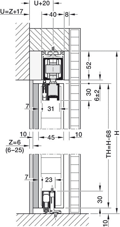 Hafele HAWA Junior 100/B (Acoustics) Sliding Door Hardware Set (Track NOT Included)