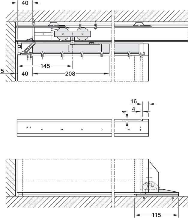 Hafele HAWA Junior 100/B (Acoustics) Sliding Door Hardware Set (Track NOT Included)