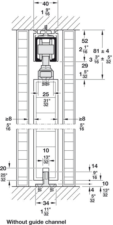 Hafele Hawa Upper Track (Pre-Drilled) for Symmetric/Telescopic/Junior