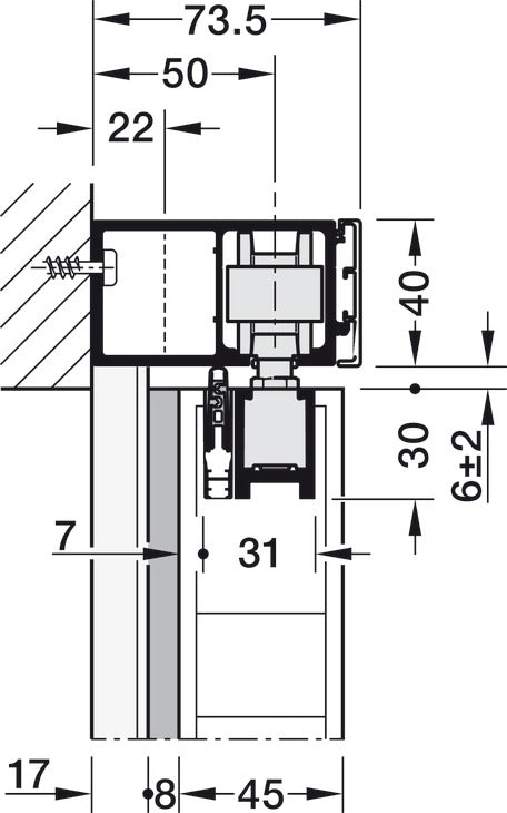 Hafele HAWA Junior 100/B (Acoustics) Sliding Door Hardware Set (Track NOT Included)