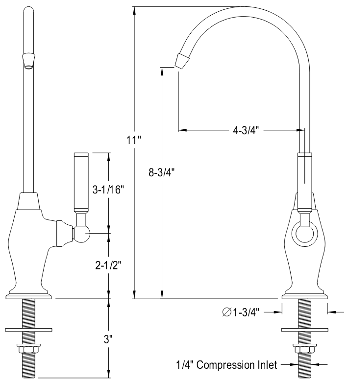 Kingston - Filtration Faucets -  Water Onyx NS3190DKL Single-Handle 1-Hole Deck Mount Water Filtration Faucet