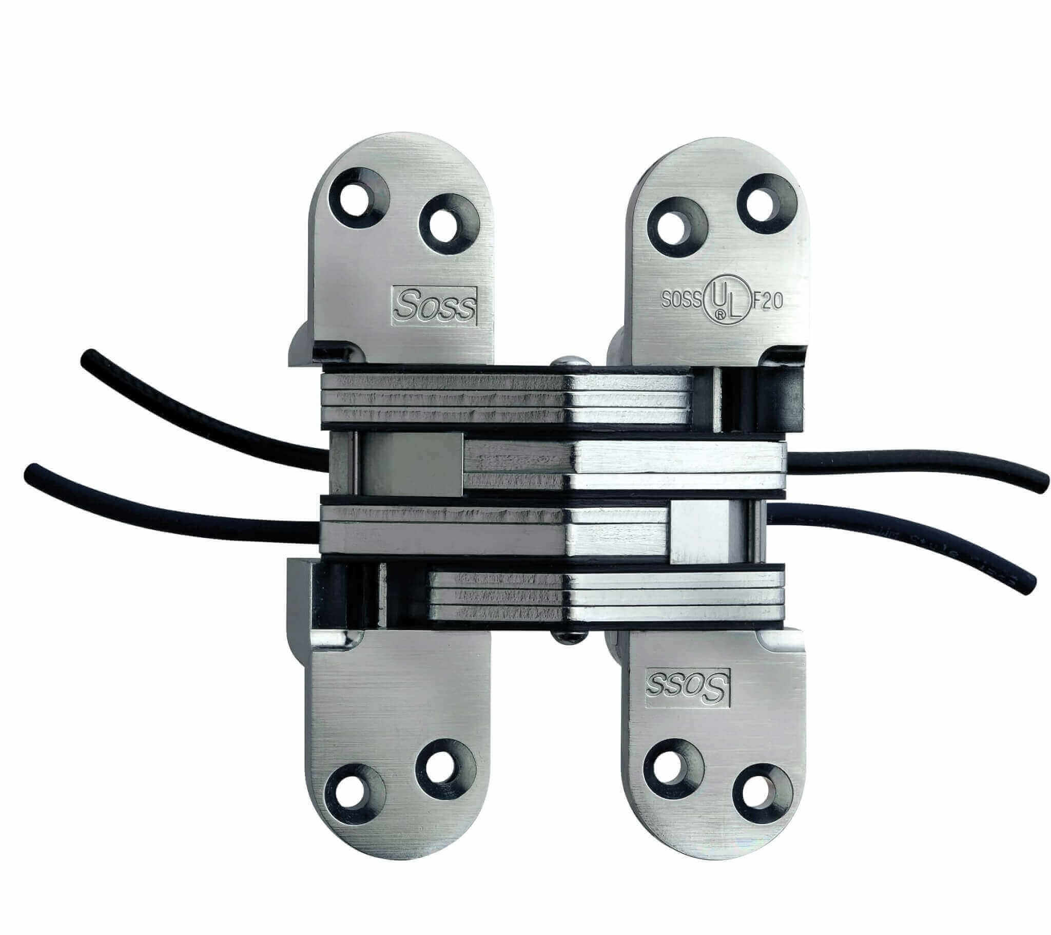 SOSS #220ASPT Alloy Steel & Stainless Power Transfer 90/180-Minutes Fire Rated Invisible Hinge (Each)