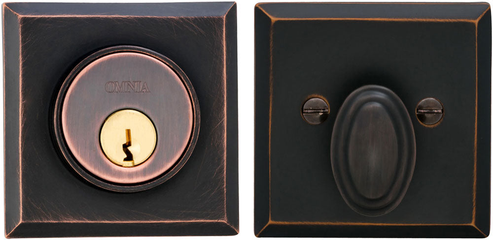 Omnia RECTDB Solid Brass Auxiliary Deadbolt Kit