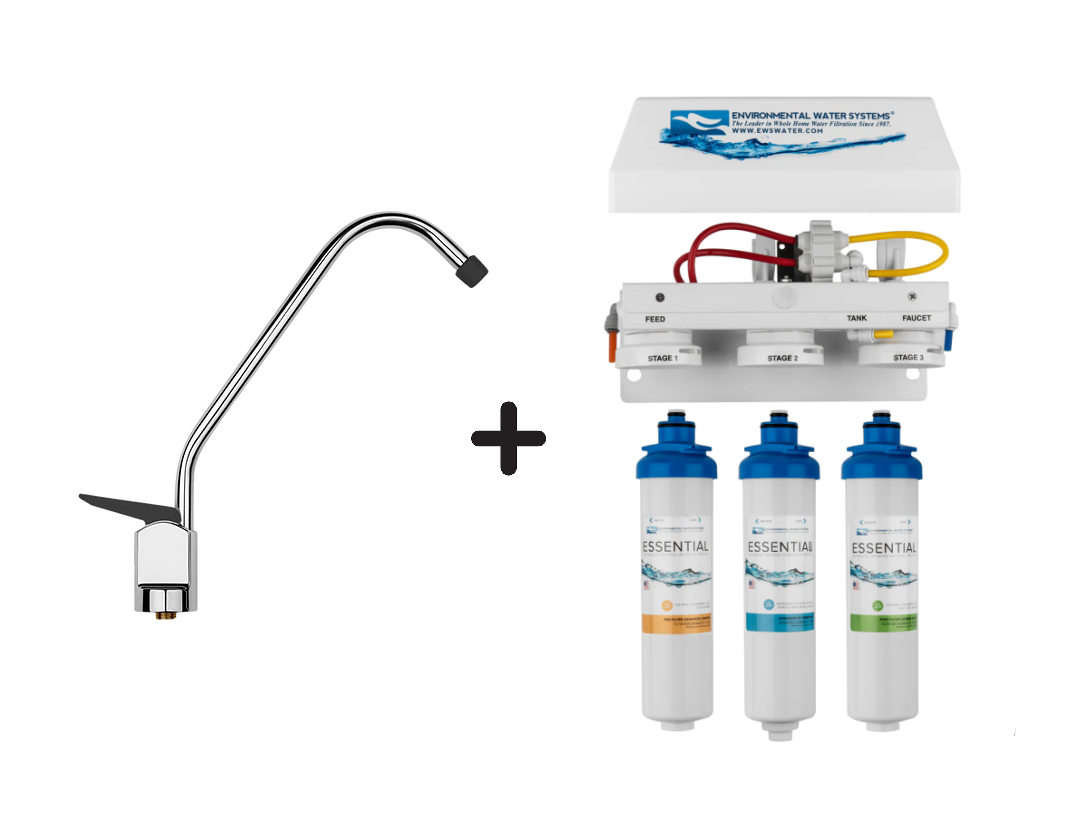 3-Stage Whole House Water Filtration System, 3/4″ Port With 2 Valves