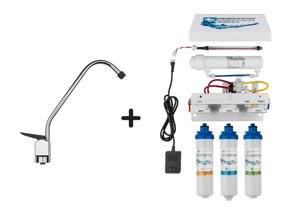 EWS - Reverse Osmosis Systems - Essential Ultraviolet (UV) RO3 3-Stage Filtration System (w/ Dispenser)