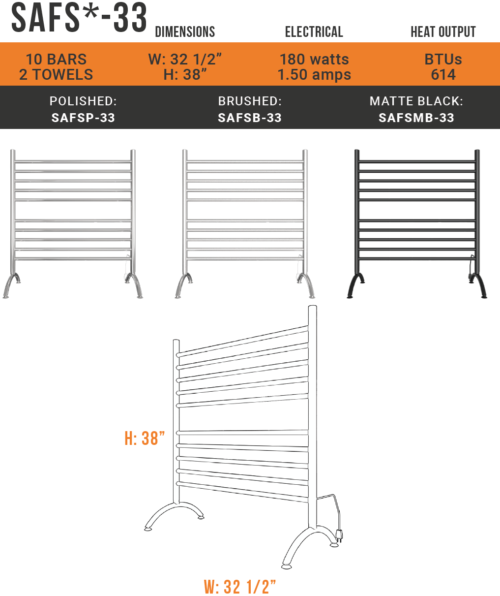 Amba - Solo Collection - Model Solo 33" Freestanding Towel Warmer