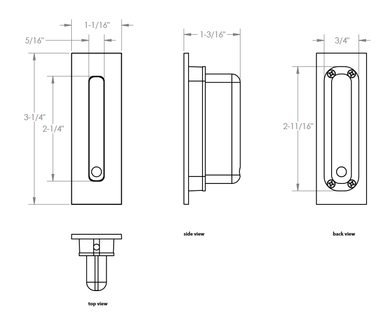 Emtek - Barn Door Hardware - Modern Rectangular Barn Door Privacy Lock With Strike