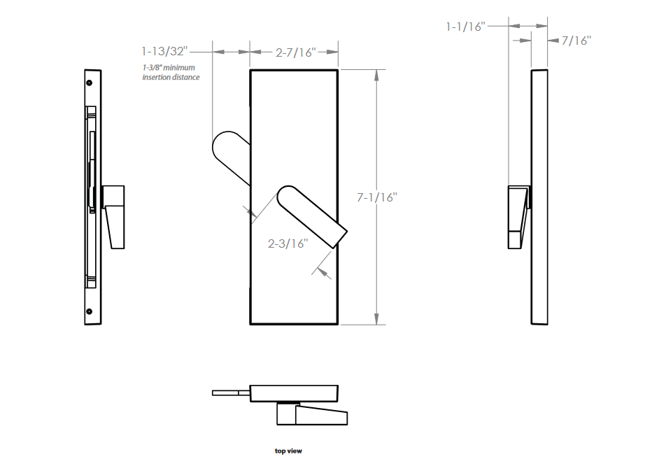 Emtek - Barn Door Hardware - Modern Rectangular Barn Door Privacy Lock And Flush Pull With Strike