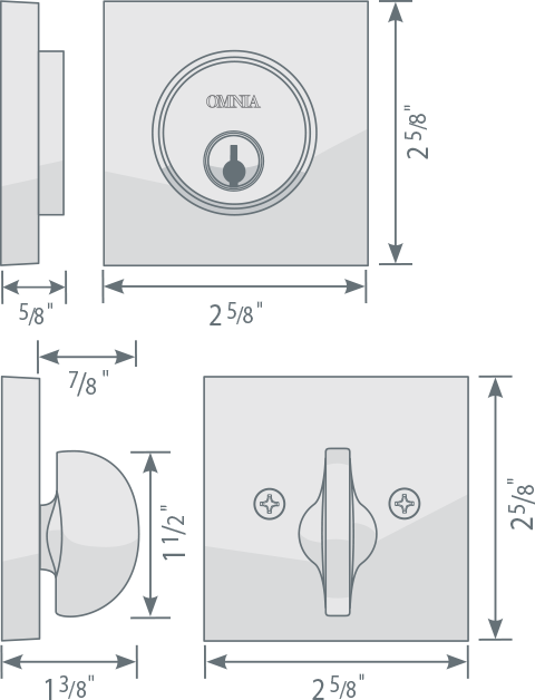 Omnia SQRBD Solid Brass Auxiliary Deadbolt Kit