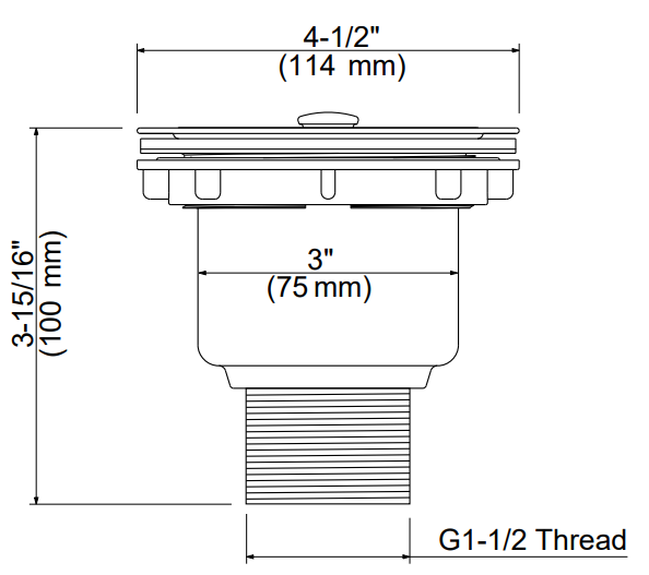 Casa Fixtures - Kitchen Accessories - Kitchen Sink Stainless Steel Basket Strainer For C1, C3 (ST-2)