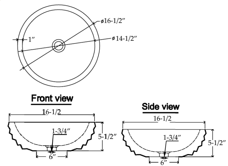 Lenova Sinks - Above Counter - SV-12 Stone Bathroom Sink - 16-1/2"