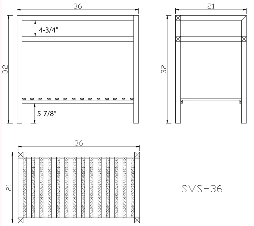 Lenova Sinks - Vanity Stand - SVS-36 Stainless Steel Vanity Stand - 36" (Stand Only)