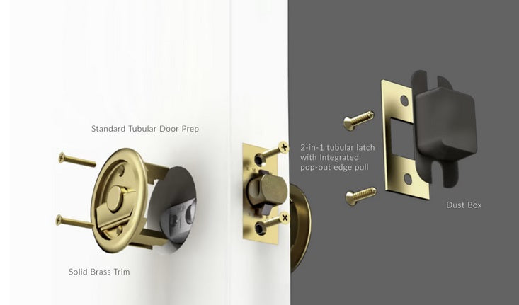 Emtek Square Pocket Door Tubular Lock