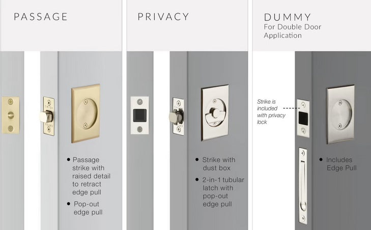 Emtek Square Pocket Door Tubular Lock