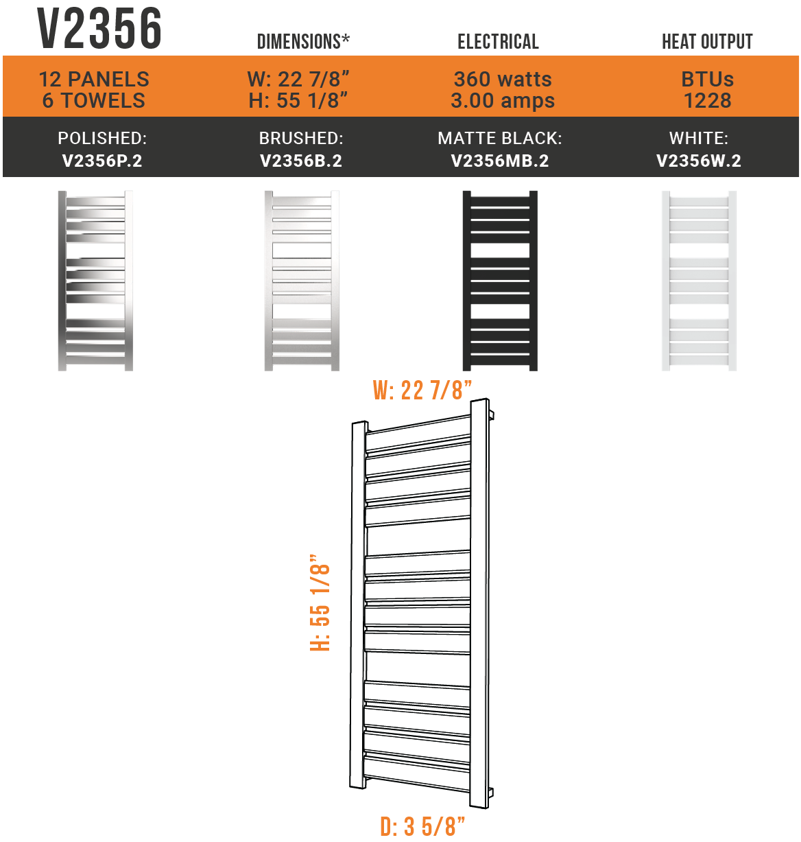 Amba - Vega Collection - Model V2356.2 Towel Warmer