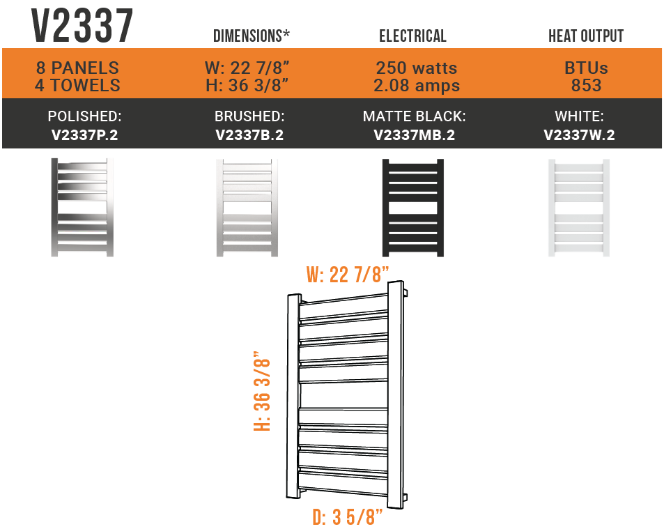 Amba - Vega Collection - Model V2337.2 Towel Warmer