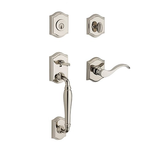 Baldwin - Reserve Collection - Tubular Entry Handlesets - Westcliff Sectional Handleset w/ Curve Lever & Rose