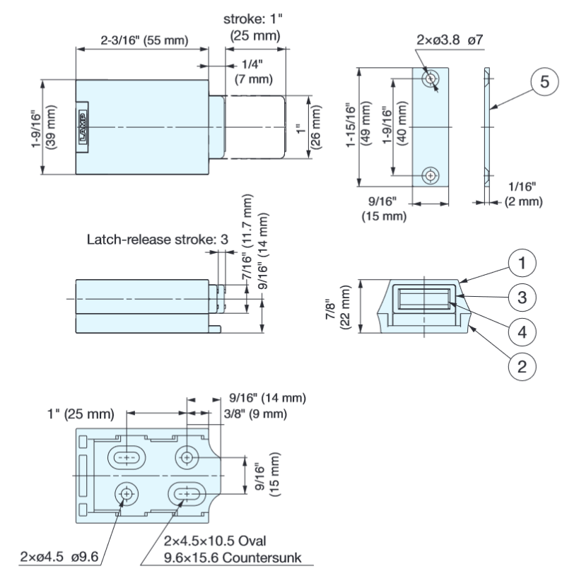 Sugatsune ML-ZN80 Push-to-Open Magnetic Touch Latch