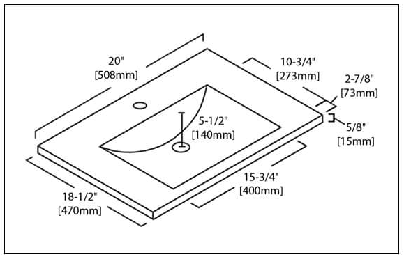 Blossom Ceramic Basin 20″ X 18″ Top-Mount Square