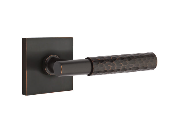 Emtek Hammered Lever w/T-Bar & Square Rose from the SELECT Brass Collection with the CF Mechanism